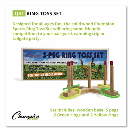 CHAMPION SPORTS Ring Toss Set, 5 Pegs/4 Rings QS1